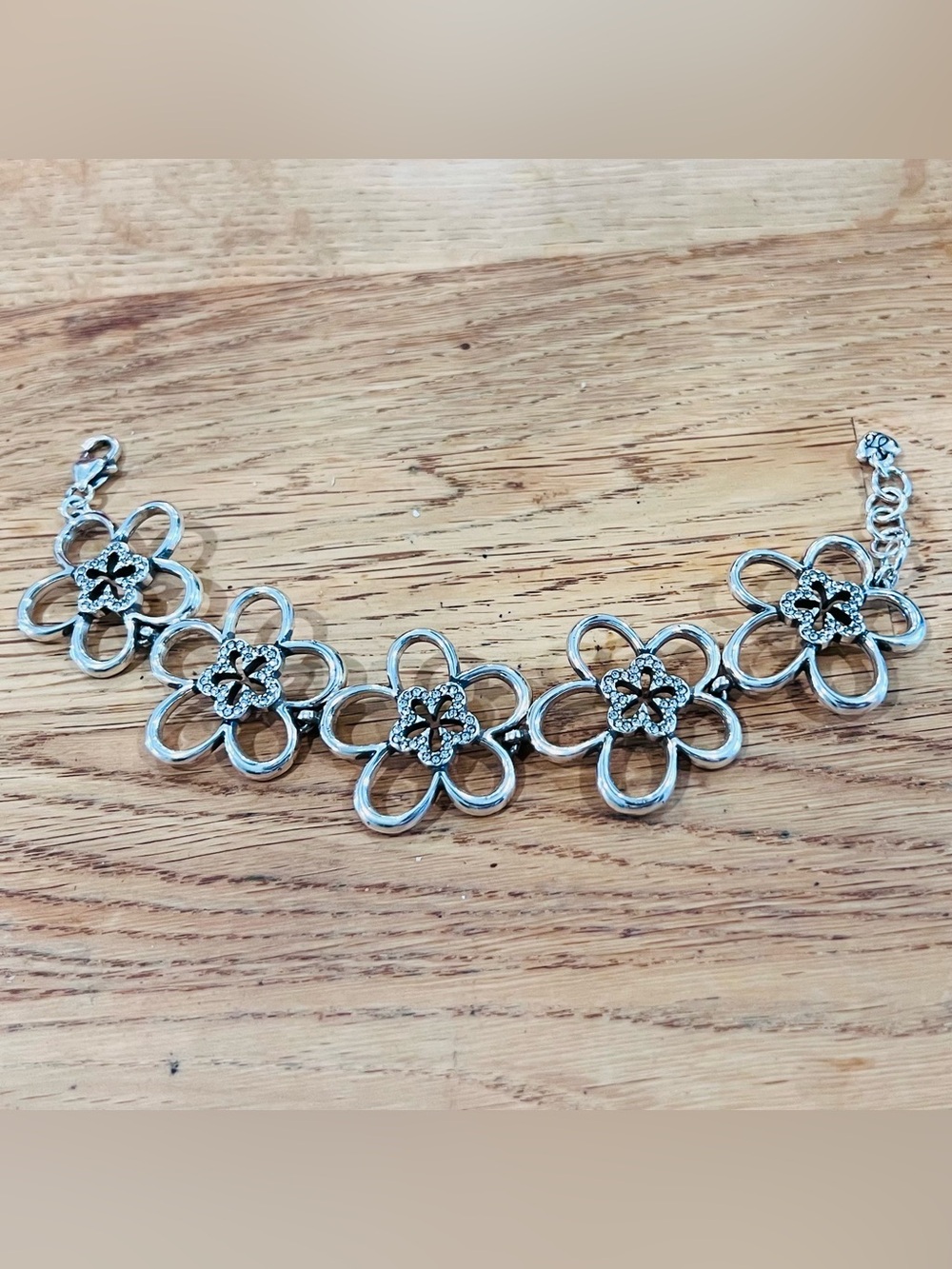 Brighton Infinity Flower Silver Crystal Retired Bracelet